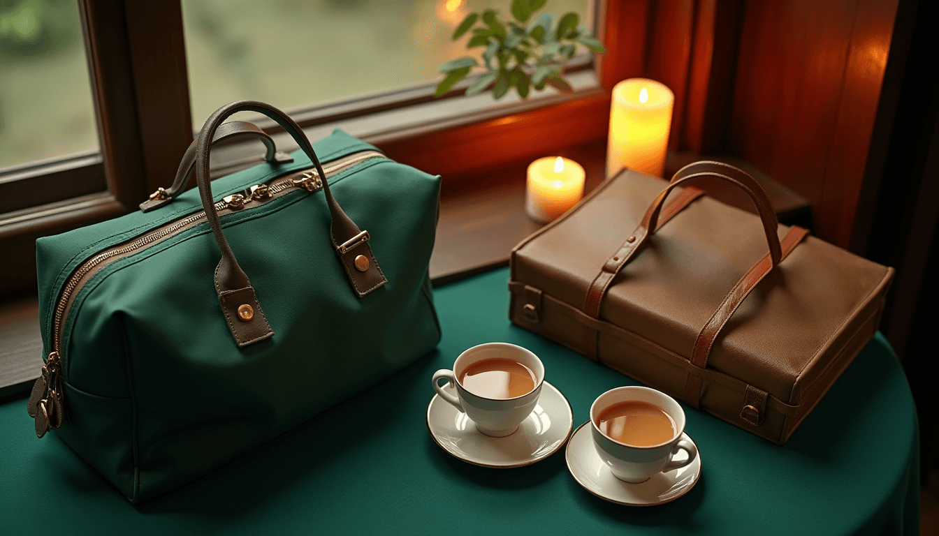 Two packed bags and two cups of tea by a window with soft morning light, symbolic of second honeymoon ideas for married couples