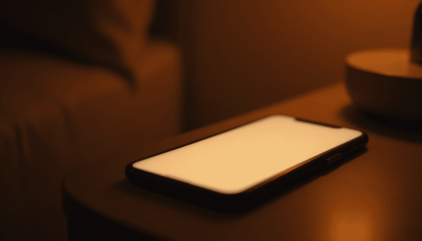 A phone lit by its own screen on a dark bedside table, the best ai companion app india open